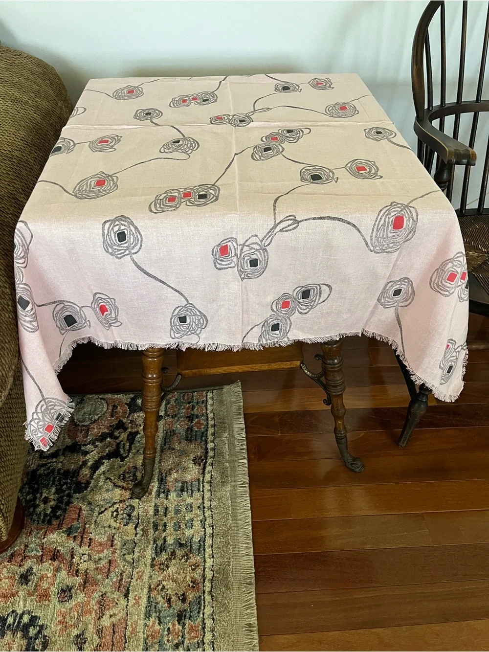 Vtg Reed Hand Crafts, Inc. Fringed Table Linen Mid CenturyAbstract Unused w/tag